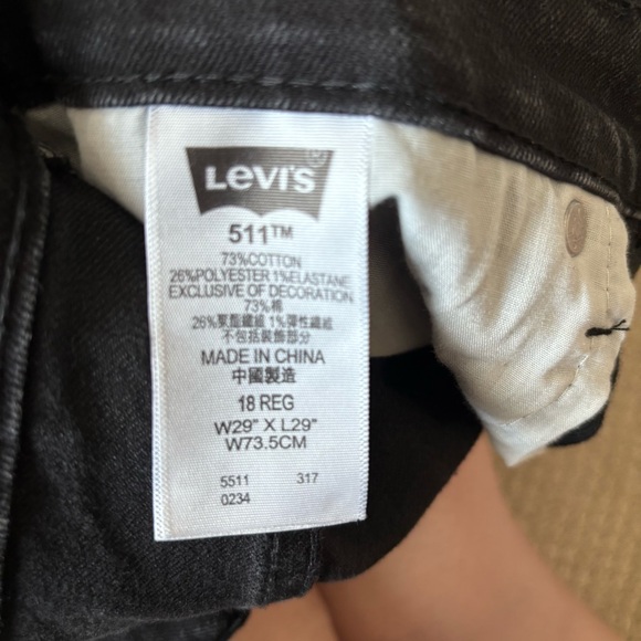 👛 (ANY 2/$30) LEVI 511 Slim Black Jeans 29 x 29 - Picture 9 of 10
